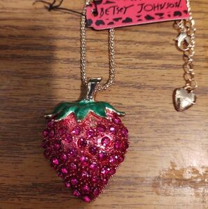Betsey Johnson Fuchsia Strawberry Necklace